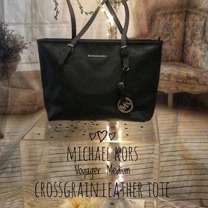 Michael Kors Voyager Crossgrain Leather Tote